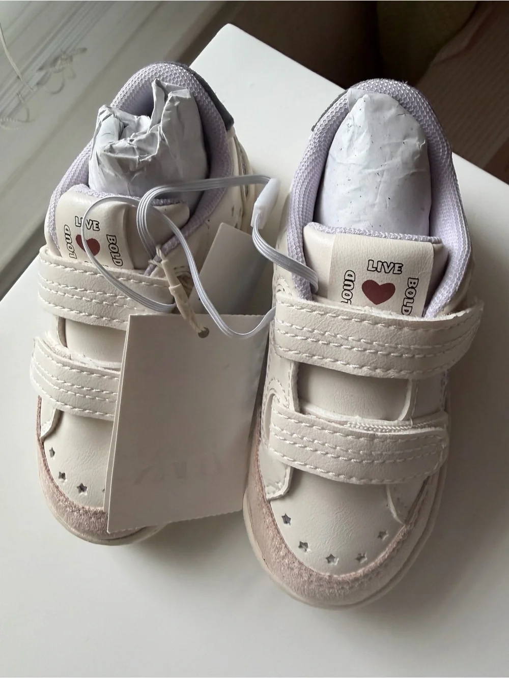Zara Cream & Iridescent Glitter Kids Sneakers